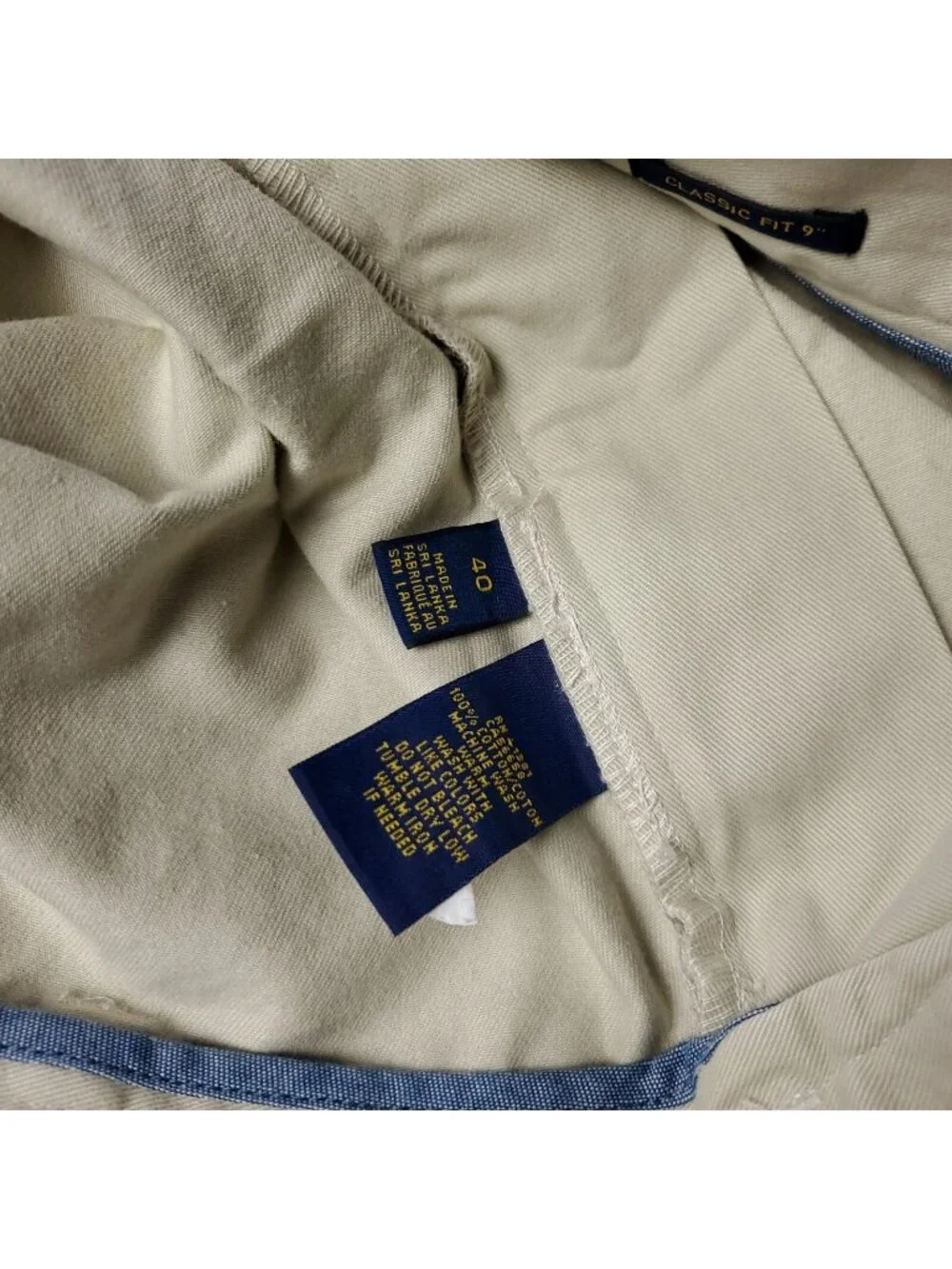Polo Ralph Lauren Shorts Mens 40 x9 Classic Fit Chino Khaki Tan Beige Streetwear